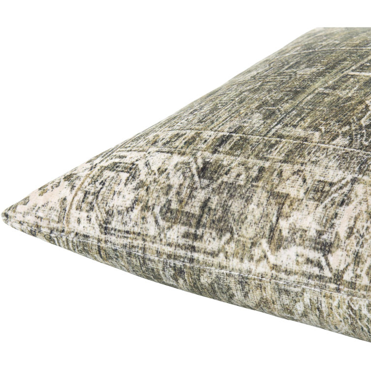Olive Green Cotton Accent Pillow with Polyester Fill, 18" x 18"