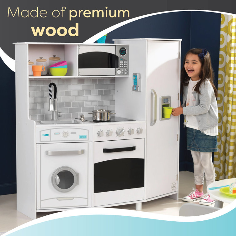Large White Wooden Play Kitchen with Lights & Sounds