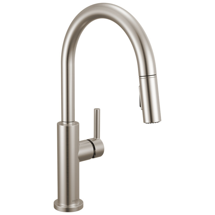 Brushed Stainless Steel Single Handle Pull-Down Kitchen Faucet