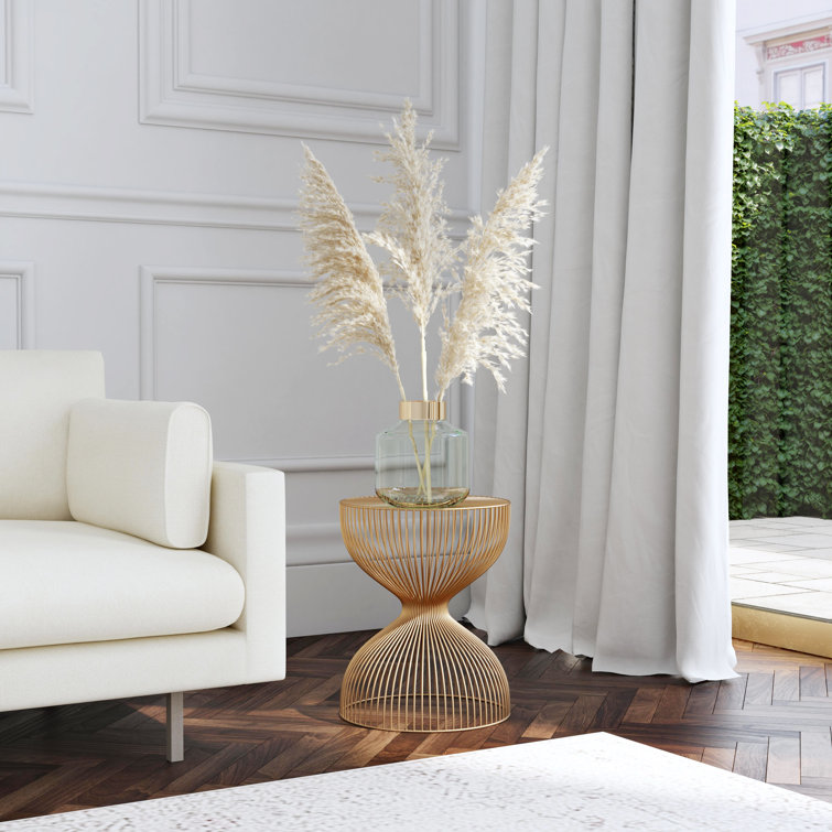Nicholas Gold Metal and Glass Round End Table