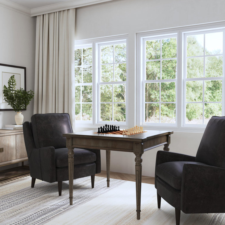 Versatile Square Multi-Game Table with Leather and Wood Accents