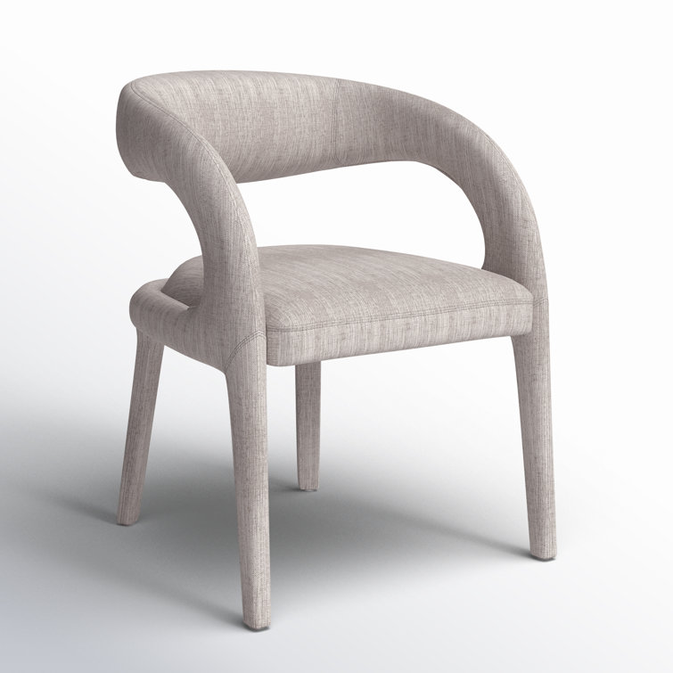 Savile Flannel Gray Upholstered Arm Chair with Wood & Cane Accents