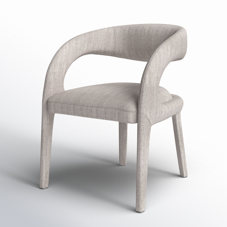 Savile Flannel Gray Upholstered Arm Chair with Wood & Cane Accents