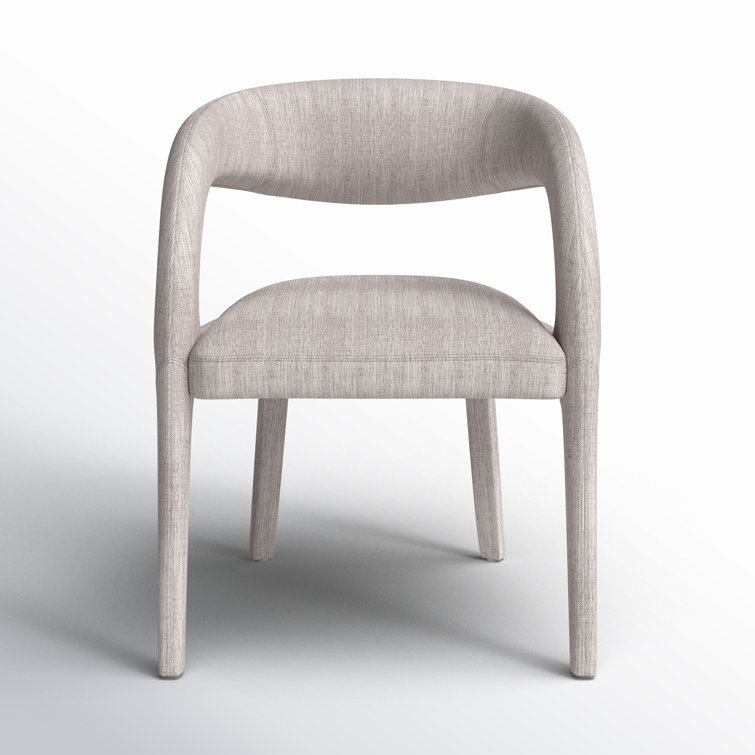 Savile Flannel Gray Upholstered Arm Chair with Wood & Cane Accents