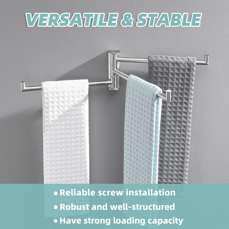 Brushed Nickel Wall Mounted Swivel Towel Rack with Three Arms