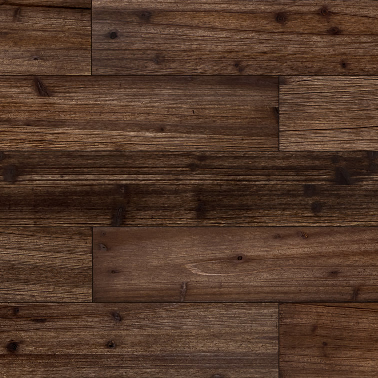 47.25" Brown Pine Wood Decorative Wall Paneling Planks
