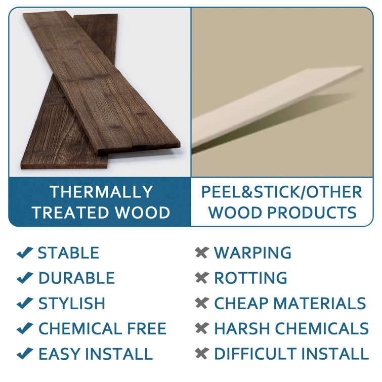 47.25" Brown Pine Wood Decorative Wall Paneling Planks