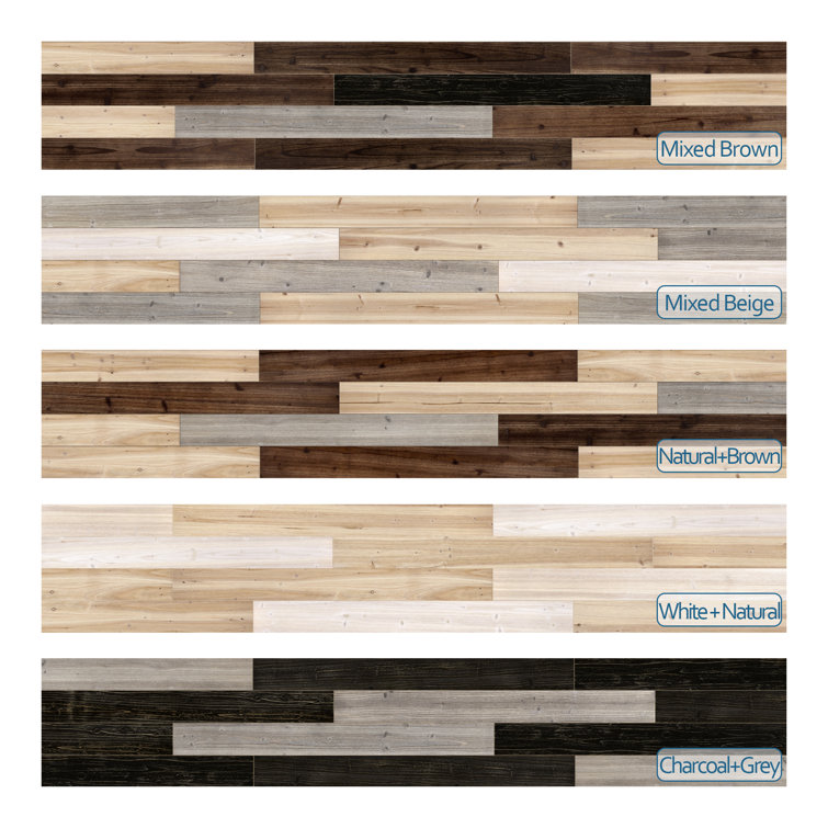 Charcoal Black Solid Pine Wood Wall Planks Set