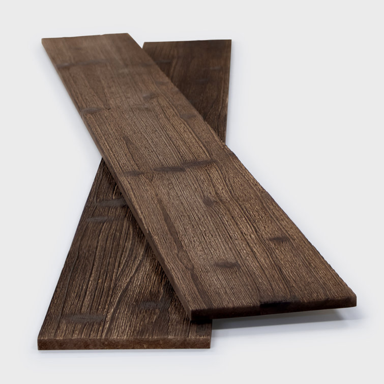 47.25" Brown Pine Wood Decorative Wall Paneling Planks