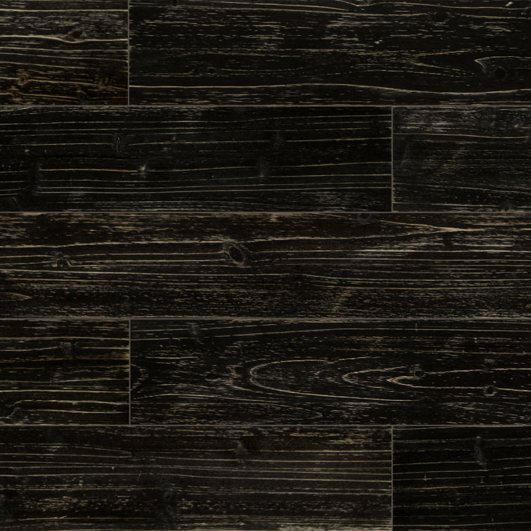 Charcoal Black Solid Pine Wood Wall Planks Set