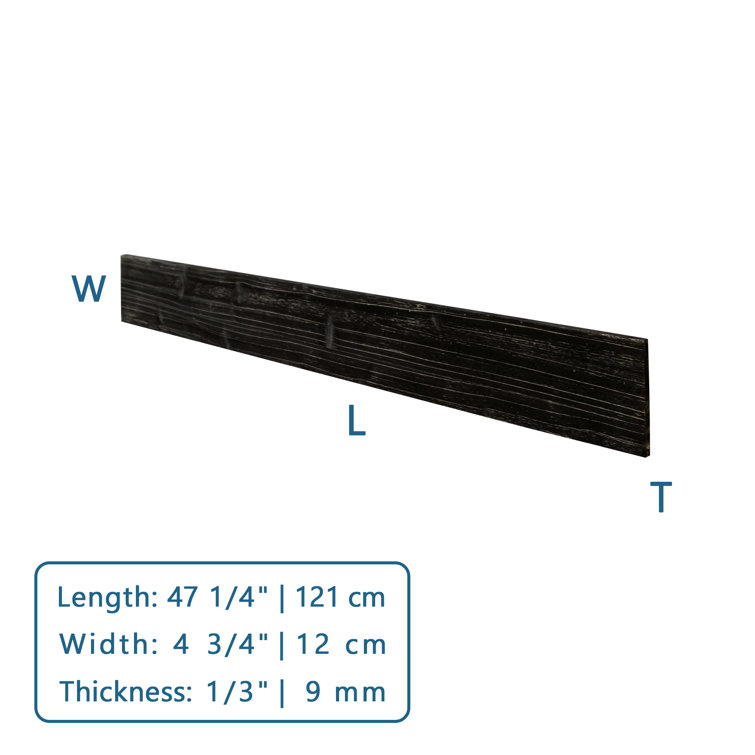 Charcoal Black Solid Pine Wood Wall Planks Set