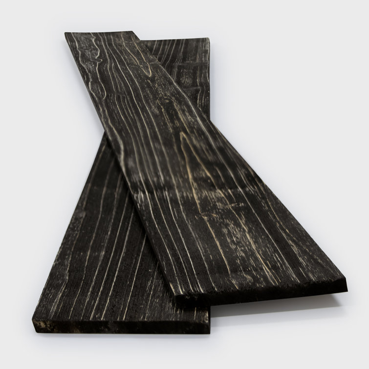 Charcoal Black Solid Pine Wood Wall Planks Set
