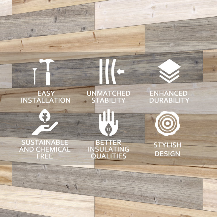 47.25" Mixed Light Solid Pine Barn Wood Wall Planks