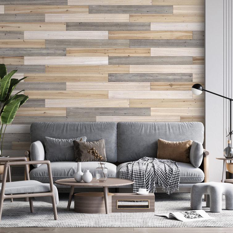 47.25" Mixed Light Solid Pine Barn Wood Wall Planks