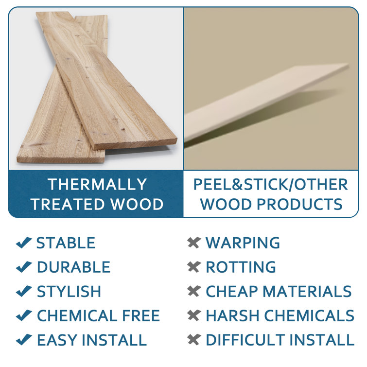Natural Oak Solid Wood Wall Planks Decorative Paneling Set
