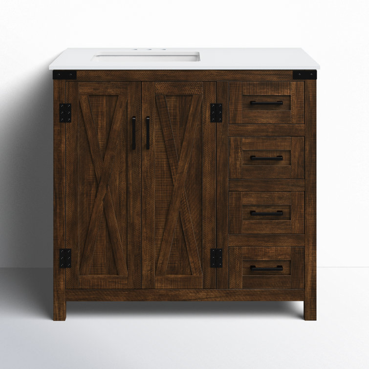 Natural Oak Freestanding Single Vanity with Ceramic Sink