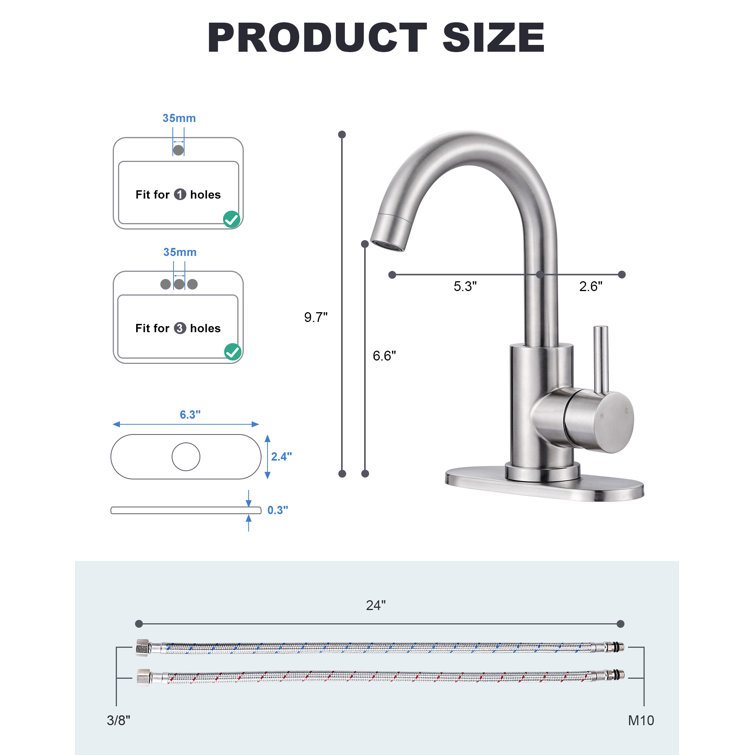 Brushed Nickel Single Handle Stainless Steel Bar Faucet with Swivel Spout
