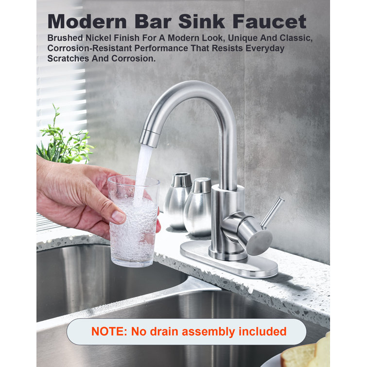 Brushed Nickel Single Handle Stainless Steel Bar Faucet with Swivel Spout