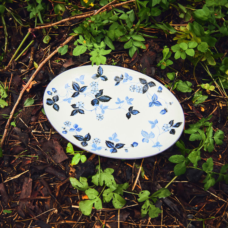 Inky Blue Hand-Painted Porcelain Dinner Plate 10.7in