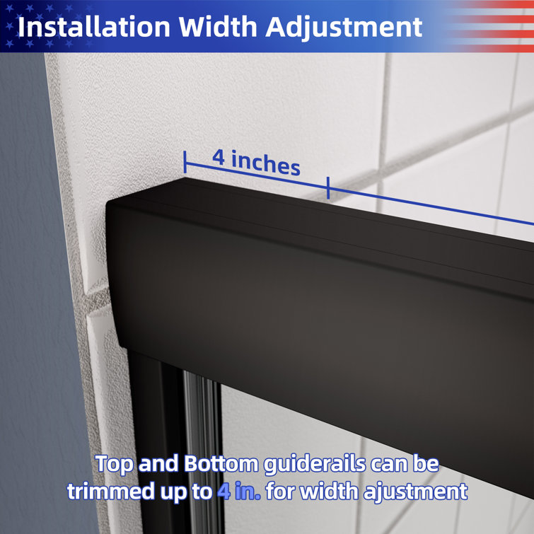 Matte Black Framed Sliding Shower Door with Clear Tempered Glass