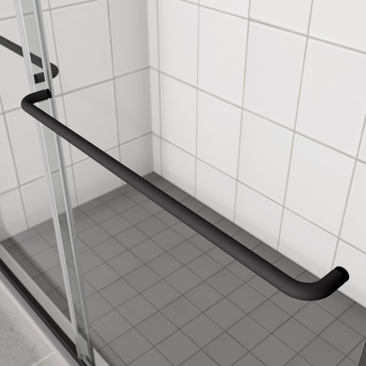 Matte Black Framed Sliding Shower Door with Clear Tempered Glass