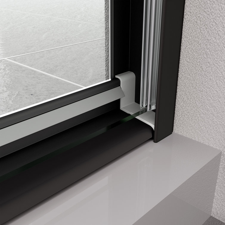 Matte Black Framed Sliding Shower Door with Clear Tempered Glass