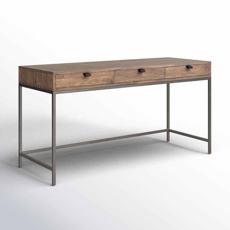 Auburn Poplar Contemporary Home Office Desk with 3 Drawers