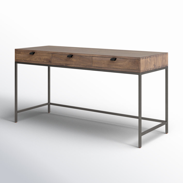 Auburn Poplar Contemporary Home Office Desk with 3 Drawers