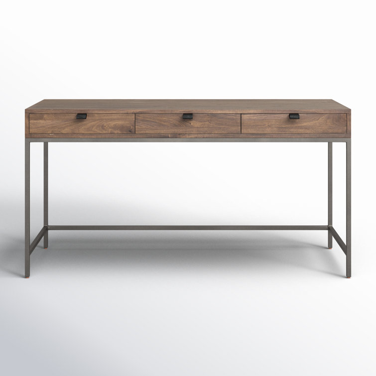 Auburn Poplar Contemporary Home Office Desk with 3 Drawers