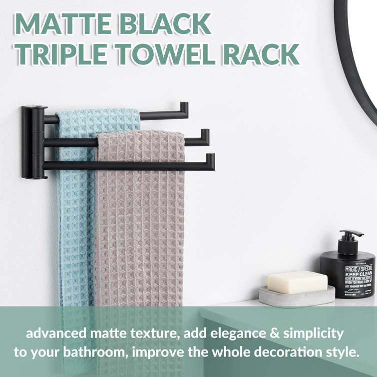 Matte Black Stainless Steel Wall Mounted Swivel Towel Rack