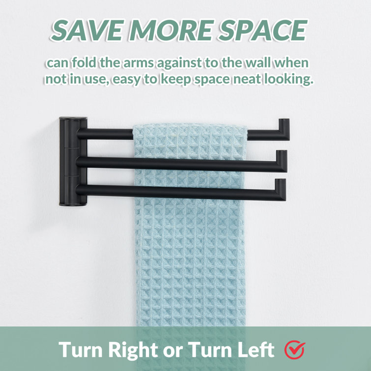 Matte Black Stainless Steel Wall Mounted Swivel Towel Rack