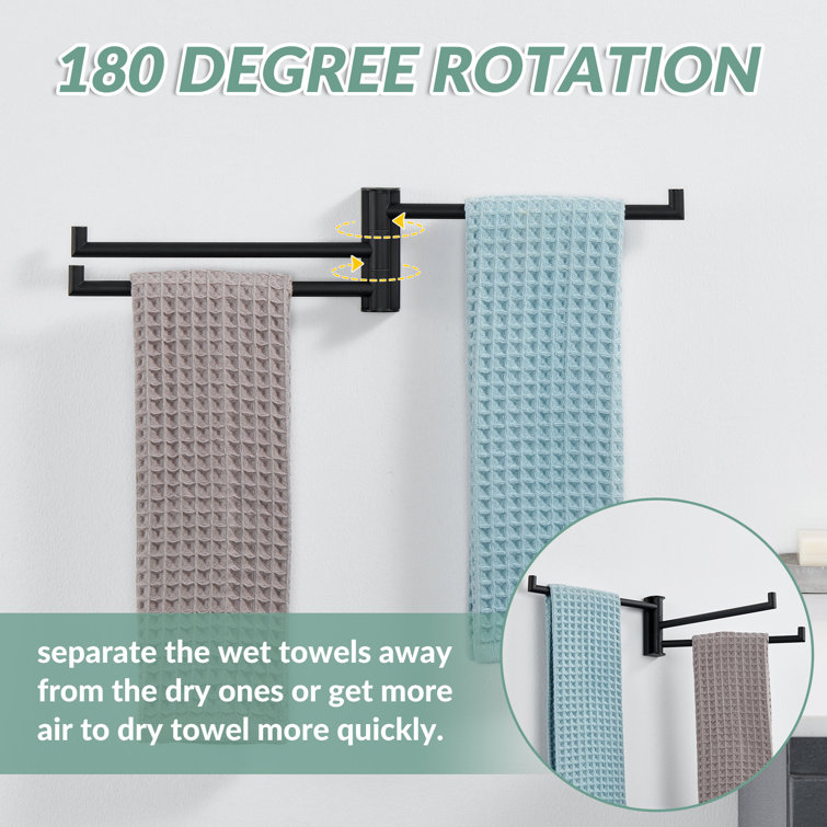 Matte Black Stainless Steel Wall Mounted Swivel Towel Rack