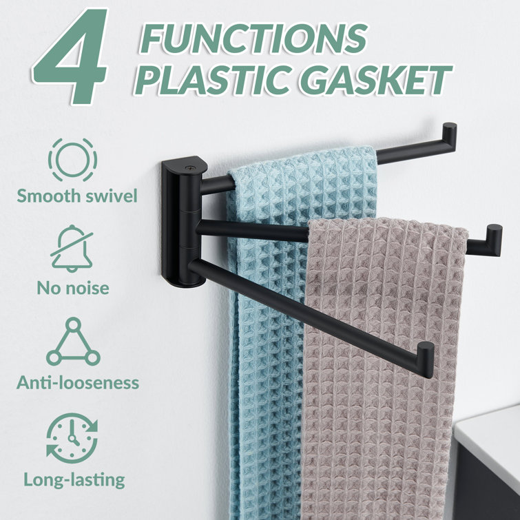 Matte Black Stainless Steel Wall Mounted Swivel Towel Rack