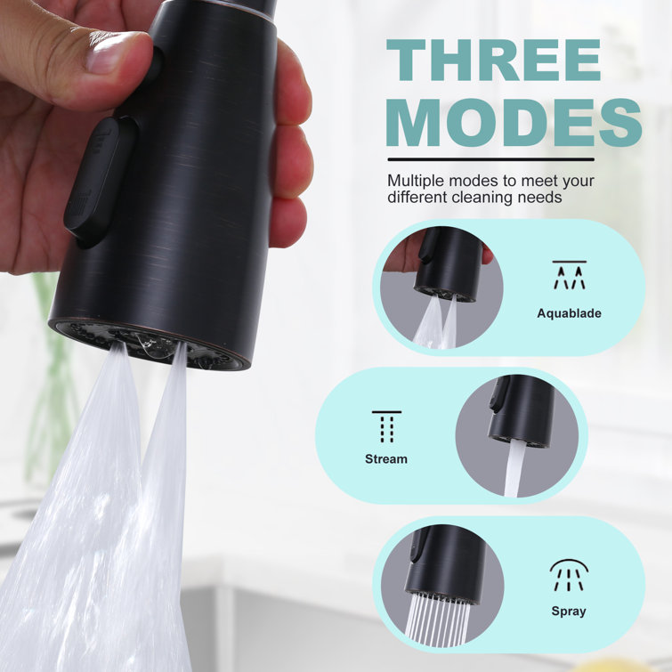 Oil Rubbed Bronze 3-Function Pull Down Kitchen Faucet Spray Head