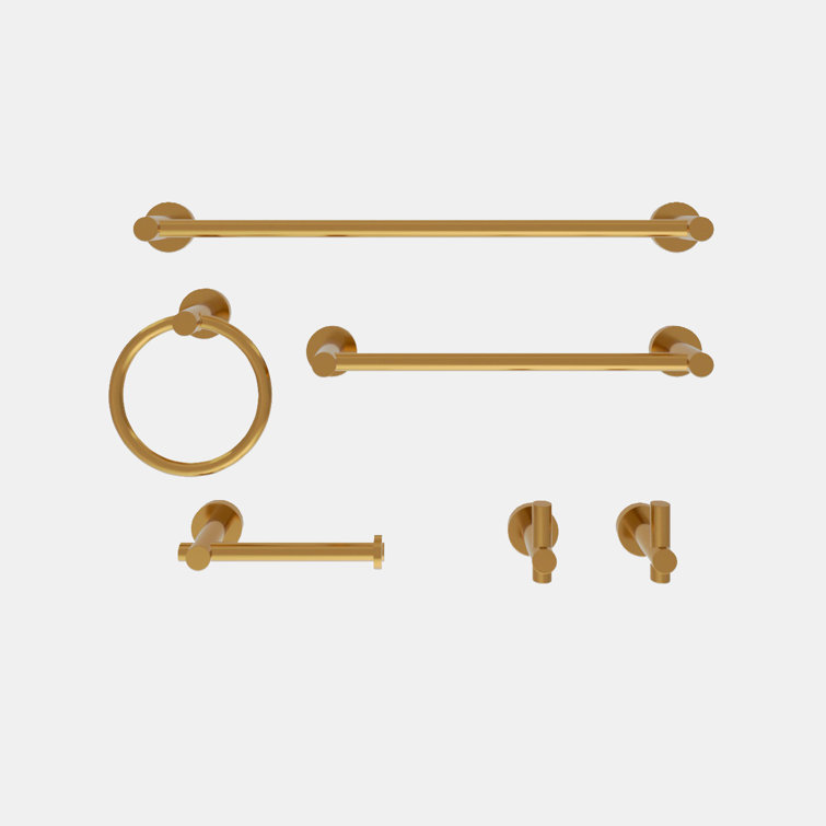 Gold Stainless Steel 6-Piece Bathroom Hardware Set