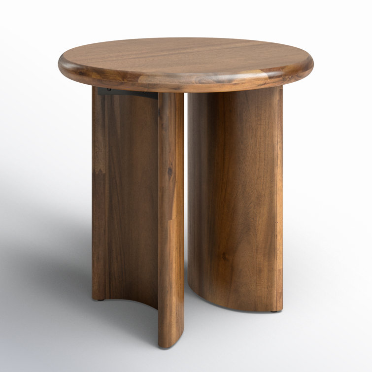 Contemporary Round Brown Wood End Table