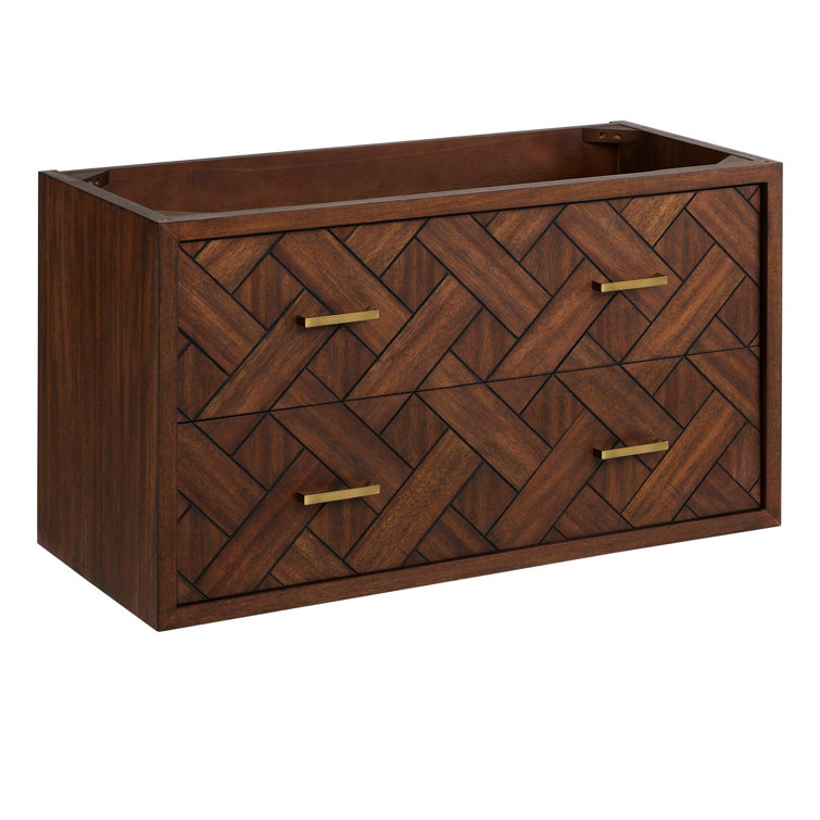 Patzi 36" Chocolate Bark Brown Wall-Mounted Vanity with Arctic White Quartz Top