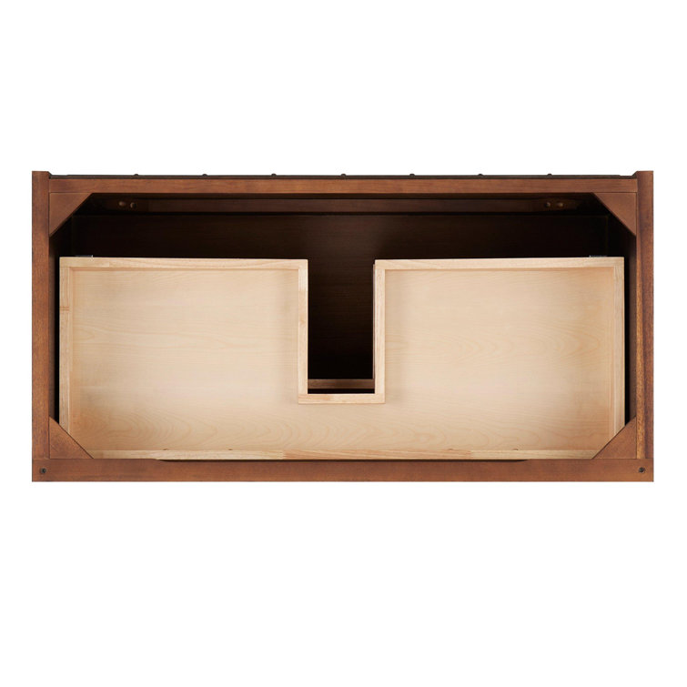 Patzi 36" Chocolate Bark Brown Wall-Mounted Vanity with Arctic White Quartz Top