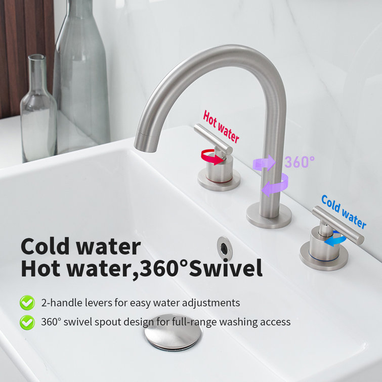 Brushed Nickel 8-Inch Widespread 2-Handle High-Arc Bathroom Faucet