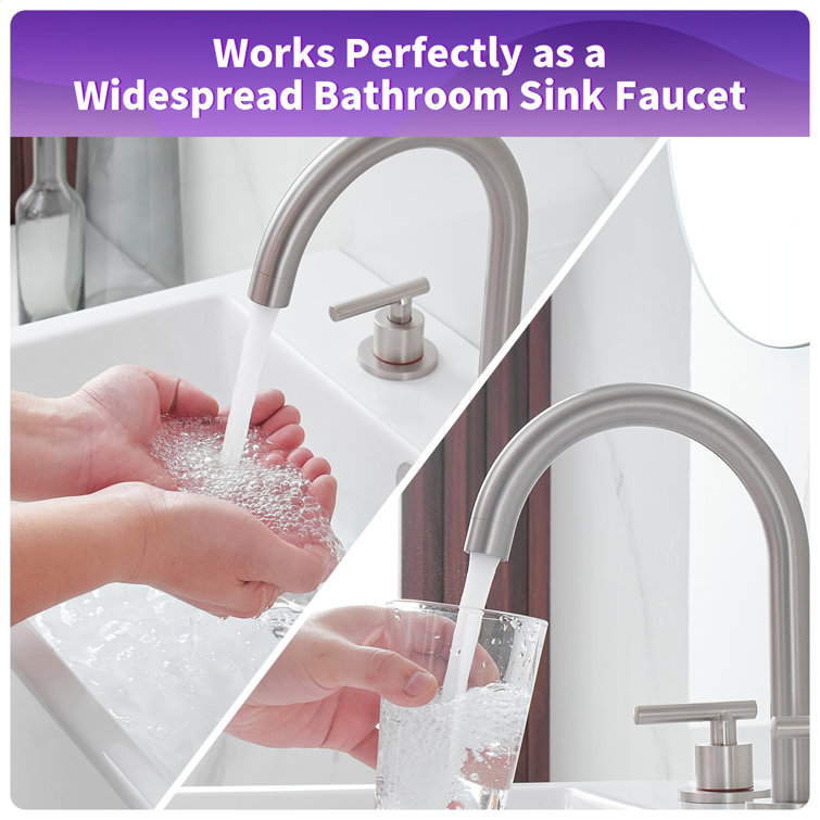 Brushed Nickel 8-Inch Widespread 2-Handle High-Arc Bathroom Faucet