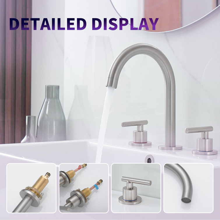 Brushed Nickel 8-Inch Widespread 2-Handle High-Arc Bathroom Faucet
