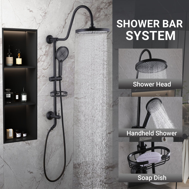 Matte Black Dual Shower Head with Handheld and Rainfall Spray