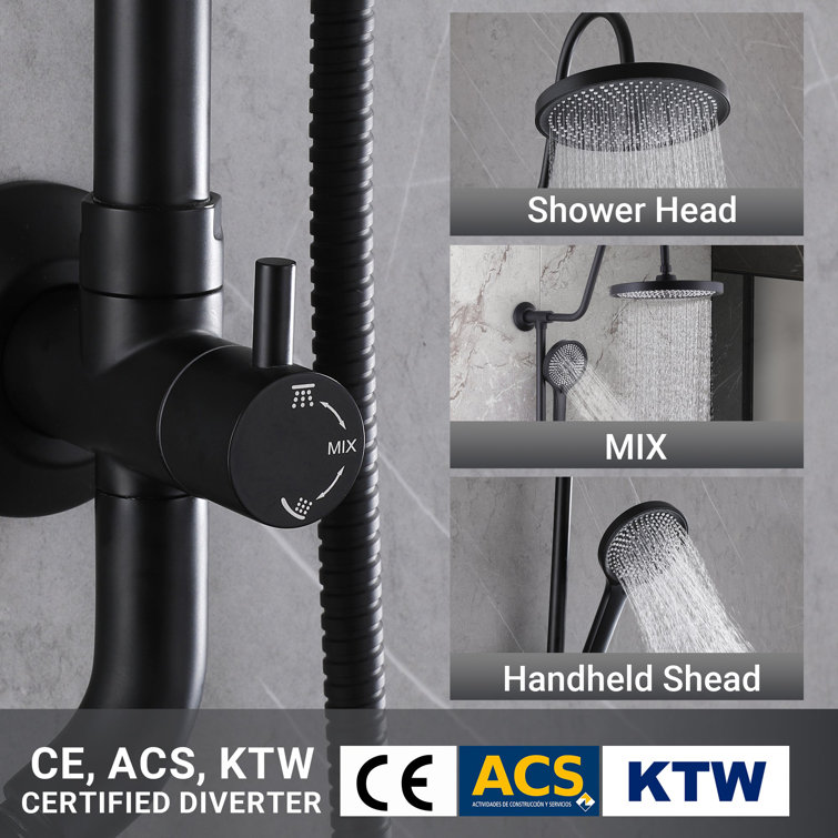 Matte Black Dual Shower Head with Handheld and Rainfall Spray