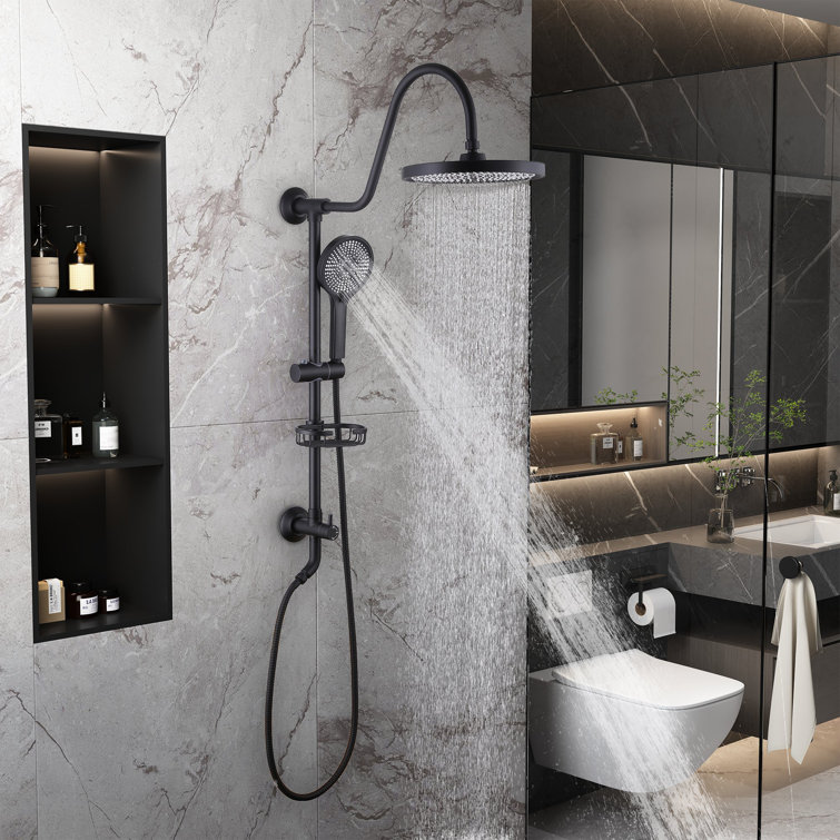 Matte Black Dual Shower Head with Handheld and Rainfall Spray