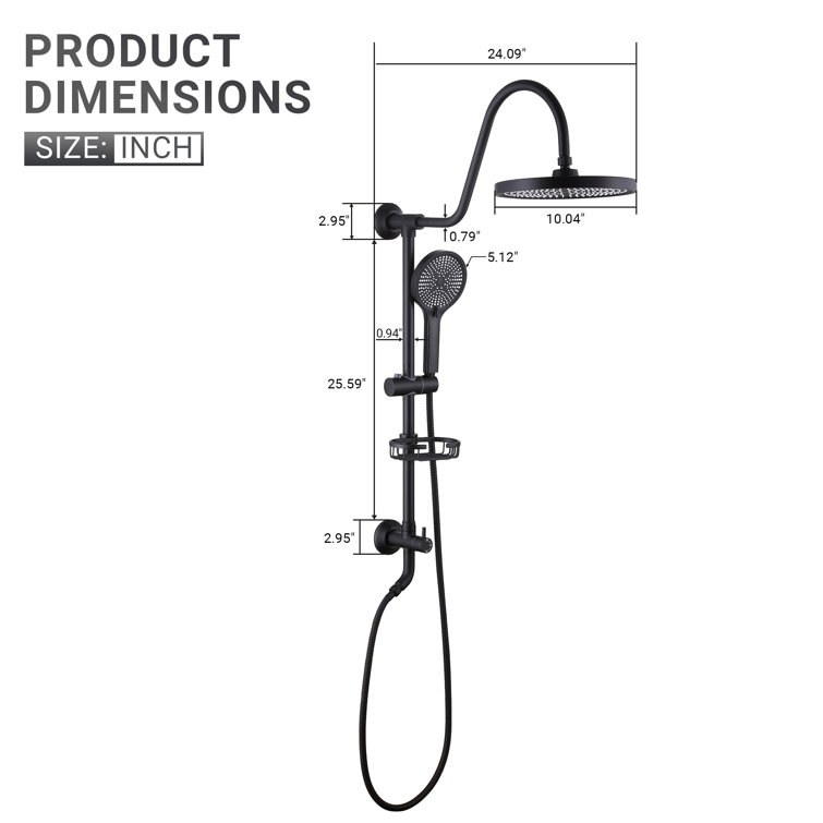 Matte Black Dual Shower Head with Handheld and Rainfall Spray