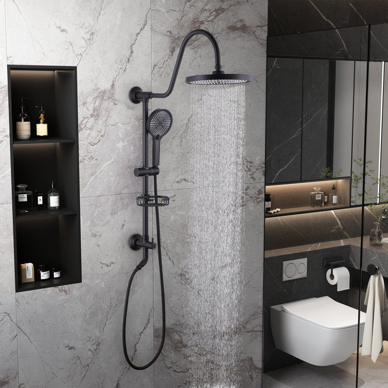 Matte Black Dual Shower Head with Handheld and Rainfall Spray