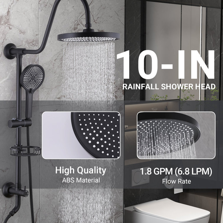 Matte Black Dual Shower Head with Handheld and Rainfall Spray