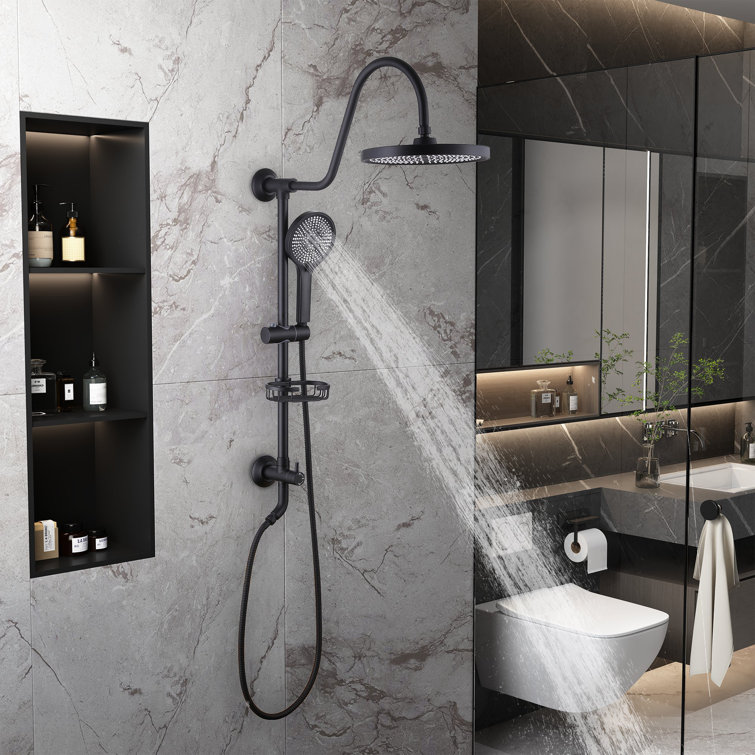 Matte Black Dual Shower Head with Handheld and Rainfall Spray