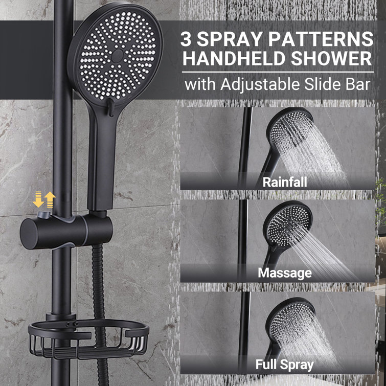 Matte Black Dual Shower Head with Handheld and Rainfall Spray