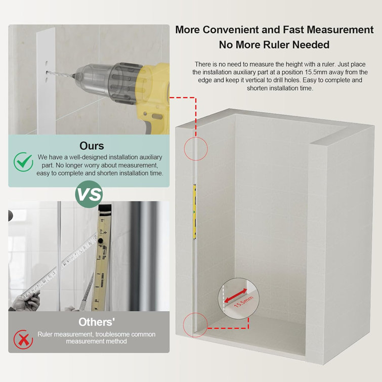 59'' W x 76'' H Single Sliding Frameless Shower Door with 3/8" (10 mm) Clear Tempered Glass